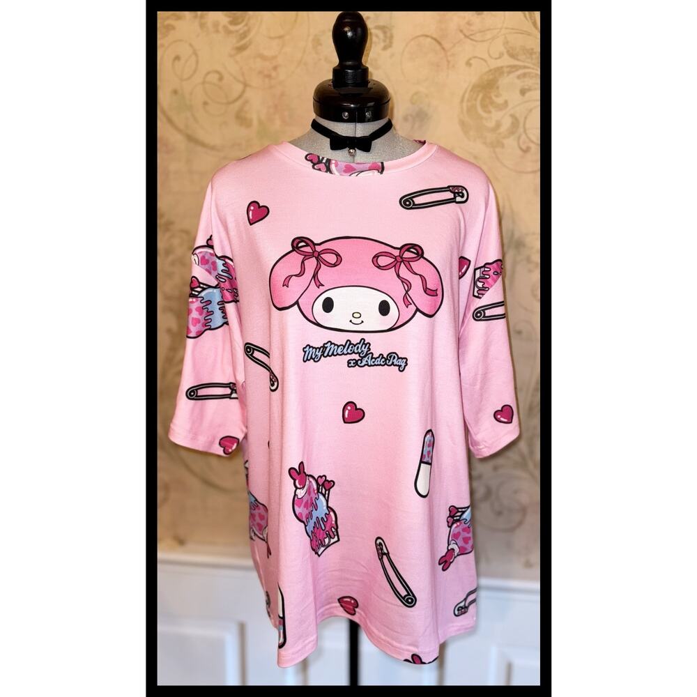 ACDC Rag My Melody T-Shirt Street Style J Fashion Punk Sanrio Japan Yami Kawaii